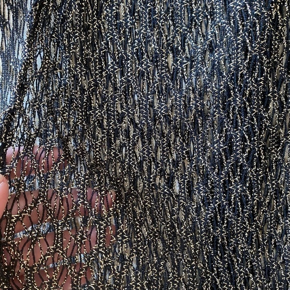 NWOT Victoria's Secret Black and Gold Knit Coverup with tie and fringed hem - XS - Picture 10 of 14
